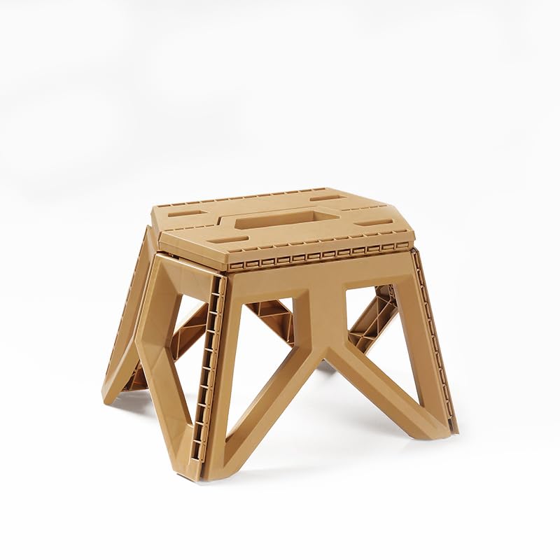 QUMOX Step Stool for Adults, Folding Step Stool with Load Capacity of 220 Pounds, Small Steps Conveniently used as Stools to Sit on for Camping/Outdoor/Indoor/Bedroom/Bathroom (Khaki)