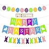 Easter banner fufuddz funny happy easter sign bunny garland eggs decorations spring decor for mantle indoor outdoor home farmhouse birthday party supplies with pom poms gifts for kids women felt  urban country home decor