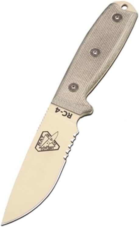 ESEE -4 Serrated Edge Blades with Micarta Handles & OD Green Sheath, Desert Tan