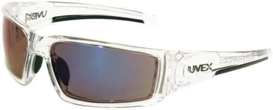 by Honeywell Hypershock Safety Glasses, Clear Frame with Blue Mirror Lens & Anti-Scratch Hardcoat (S2975)