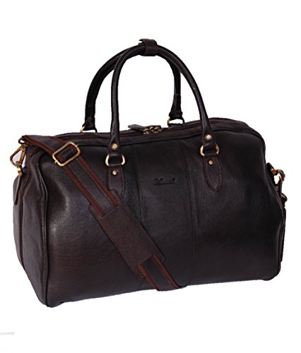 Sac de voyage en cuir véritable marron le fourre-tout chic de week-end