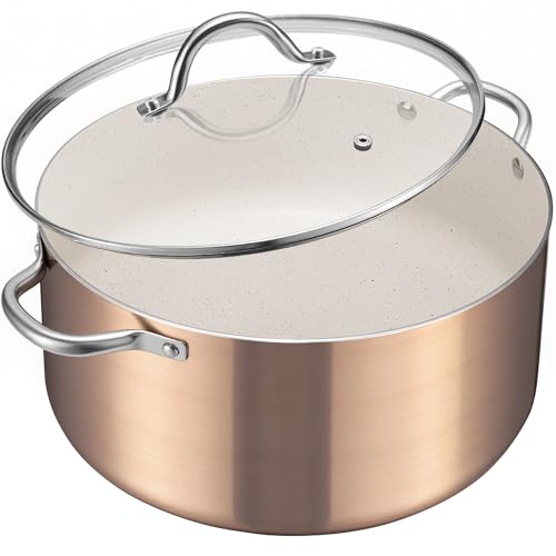 BEZIA Large 10 Quart Nonstick Cooking Pot with Lid, Induction Stock Pot, Soup Pot for All Stovetops,...