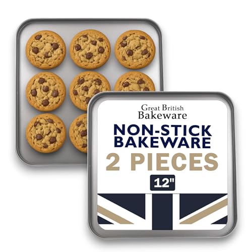 2X 31cm Square Oven Baking Tray, Superior Double Coated Non Stick, Made in England