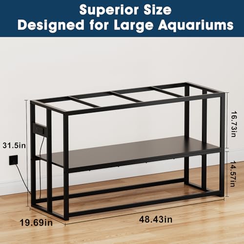 Image of Urban Deco 55-75 Gallon Fish Tank Stand with Power Outlets, 900LBS Capacity Aquarium Stand, Metal Fish Tank Stand Dual-Layer Design Terrarium Stand, Black