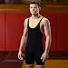 Matman 83 Adult Nylon Wrestling Singlet, Black/Gold, X-Large