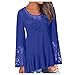 Produktbild Hotopick Damen Trompete Langarm Spitze NäHen UnregelmäßIge GrößE Damen T-Shirt Frauen Tops Bluse