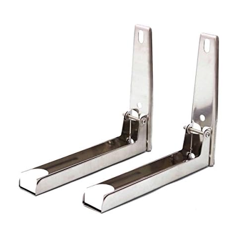 Microwave Oven Stand Stainless Steel Wall Mounting Adjustable Foldable Folding Shelf Brackets with Screws for Home Kitchen Accessories, Max Load 35kg, Silver 507251 Cover