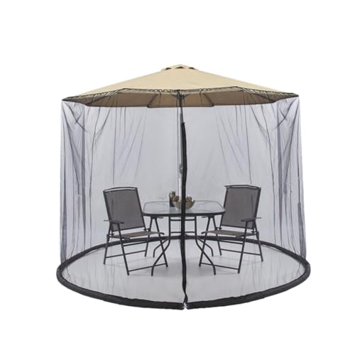 Auvent avec filet noir stop moustiques pour grand parasol de patio