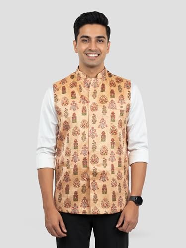 Image of VASTRAMAY Men's Silk Blend Nehru Jacket | Festive Ethnic Attire for Wedding, Party & Ramzan | Traditional Outfit - Eid Special