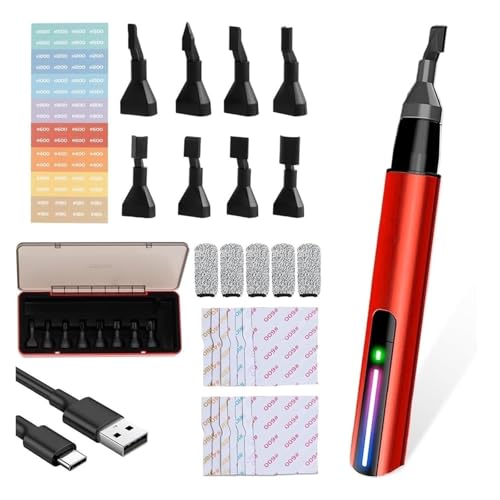 Reciprocating Sander, Mini Detail Sander Tool USB Quick Electric Sanding Pen with 8 Sanding Heads 3 Gears Adjustable Polishing Machine for Small Projects, Crafts, Woodworking