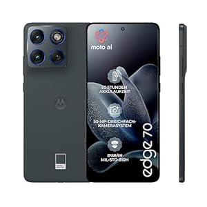 Motorola Edge 70 Smartphone (Robustes 6,67"-pOLED-Display mit Gorilla Glass 7i, 50-MP-Kamera, 12-512 GB, Wasser- und hitzebeständig, 68W-TurboPower-Aufladen), Pantone Gadget Gray, inkl. Magnetcover