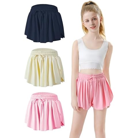 Flowy Shorts Girls Butterfly Shorts Girls Athletic Shorts Kids Butterfly Shorts Toddler Youth with Liner 2-in-1 Running,Active Cover