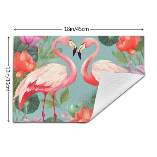 Sets de table motif flamant rose lavables en PVC pour décoration de table - 3