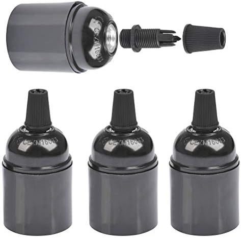 FOCCTS 4 Pcs Bakelite Lamp Holder, Vintage Light Bulbs Holder Bakelite Light Holder E27 Black