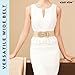 Waist Wow Straw Woven Elastic Belt for Women Fashion Wide Belts Stretchy Boho Belt Ladies Beach Dress Belt with Gold Buckles,beige,35