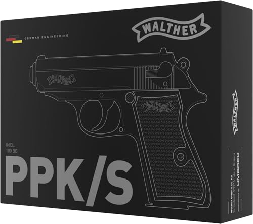 Walther Airsoft Pistole PPK/S, Federdruck Waffe mit < 0,5 Joule, inkl. 100 x 6 mm BB Soft-Air Kugeln