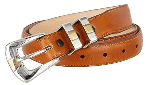 S6096 Genuine Full-Grain Cowhide Leather Tan Dress Belt 1-1/8"(30mm) taper down to 1"(25mm) wide4