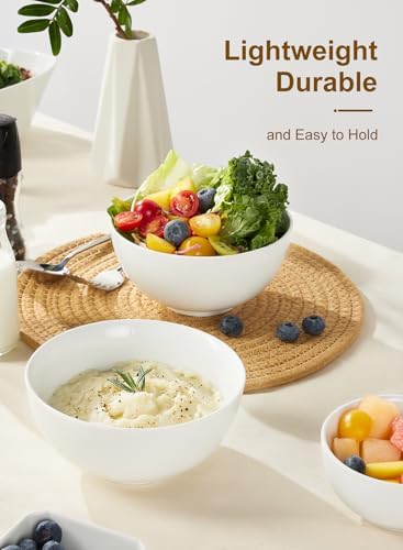 Yedio 22 oz White Porcelain Bowls Set of 4 – Cereal, Soup, Rice, Oatmeal & Salad Bowls – Microwave & Dishwasher Safe, Stackable for Kitchen Use - Thumbnail 5