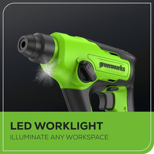 Greenworks 24V Cordless SDS 1.2J Heavy Duty Rotary Hammer Drill, 1-Inch Brushless Hammer Drill for Concrete, 2-Mode And Vairable Speed, 4AH Battery & Charger Included thumbnail 5