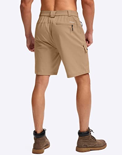 G Gradual Men's Hiking Cargo Shorts With Zipper Pockets Lightweight Stretch Outdoor Tactical Shorts For Men Golf Fishing (Dark Khaki, L) #TOP2