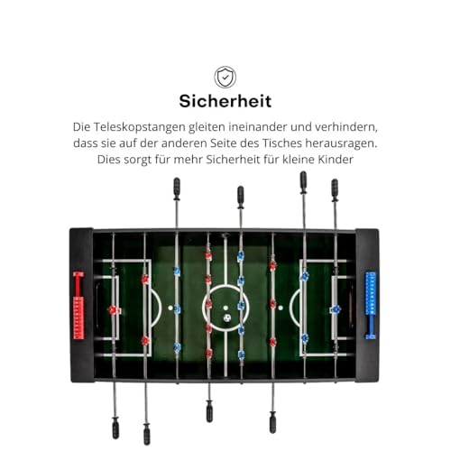 Pegasi Fußballtisch Star - Kickertisch bis 14 Jahre - Fussballtisch - Indoor Tischkicker- Fußball Tischspiel - Fussballtisch - Foosball Table - Schwarz – Bild 5