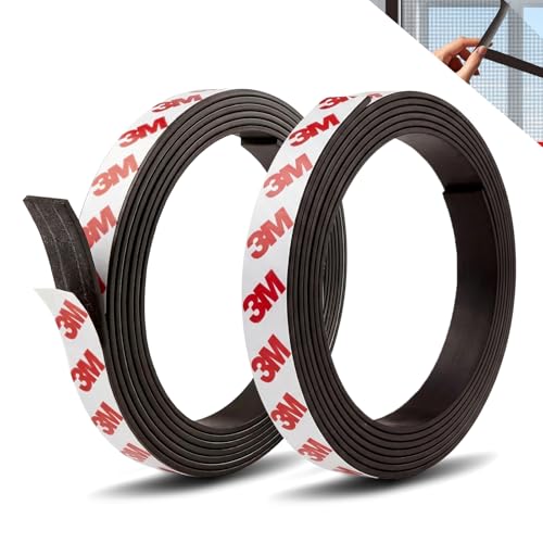 2 Rolki Taśma Magnetyczna A+B (2m+2m) do Moskitier, Taśmy Magnetycznej Samoprzylepna do Moskitiery Okiennej, z Mocnym Klejem, Możliwość Cięcia, do Ekranów Przeciw Owadom, Majsterkowania(2mm×15mm)