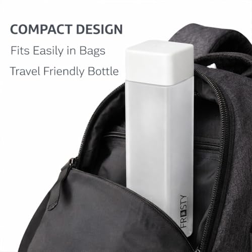 Image of Frosty Square Fridge Water Bottles Set of 6 | 1 Litre BPA Free Plastic Fridge Bottles | Slim Refrigerator Water Bottle Set for Home & Office | Gym Bottle | Kitchen (BABY PINK) (WHITE)