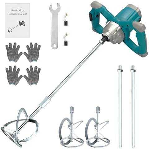 NorthSpoor Electric Handheld Cement Mixer, 2600W Electric Concrete Mixer with 6 Speed,110V Handheld Mud Mixer for Motar,Paint, Grout, Plaster, Thinset（Blue） Cover