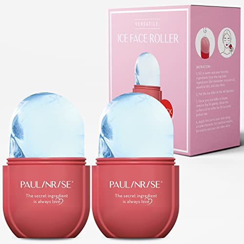 Ice Roller For Face And Eyes - Luxurious Iced Contour Stick Roller - Cold Facial Roller For Skincare, Puffiness - Silicone Ice Cube Tray - Red - 2 Pack #TOP12