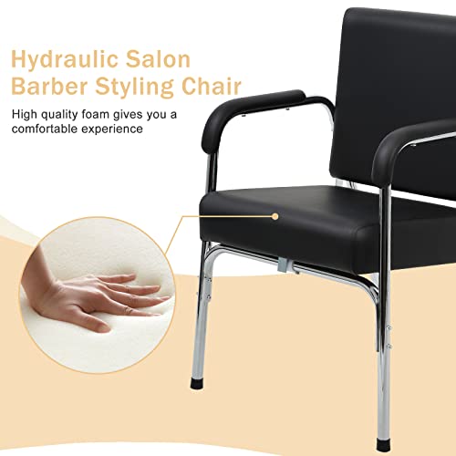 Shampoo Chair Portable Auto Reclining Salon Chair W/Heavy Duty Steel Frame Modern Fashion Comfortable Styling Hair Chair For Hair Stylist, Beauty Spa Barber Salon Chairs, Black #TOP3