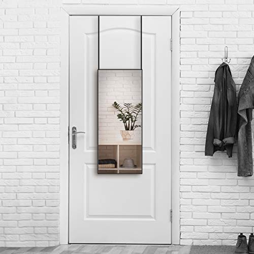 Anyhi (2 Pcs/Pack Full Length Wall Mirror, Door Mirror With Adjustable Hooks, Full Body Mirror For Bedroom Living Room Bathroom Entry, Horizontal/Vertical (Black) #TOP1