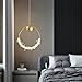 Scandinavian Bedroom Bedside Hanging Lamp Creative All Copper Crystal Dining Room Pendant Light Designer Modern Light Luxury Bar Chandelier LED Tri-color Harmonized Cafe Kitchen Lighting Fixture(Doubl