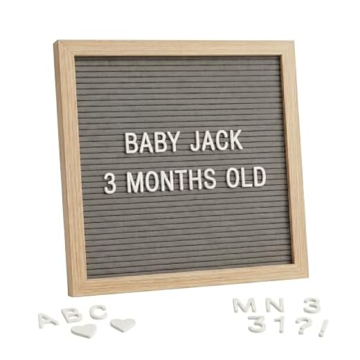 Letter Board by Crystal Lemon, Felt Letter Board, 10x10 Inches, Changeable Wooden Message Board Sign, Wood Frame, Wall Mount, Free Standing(Gray)