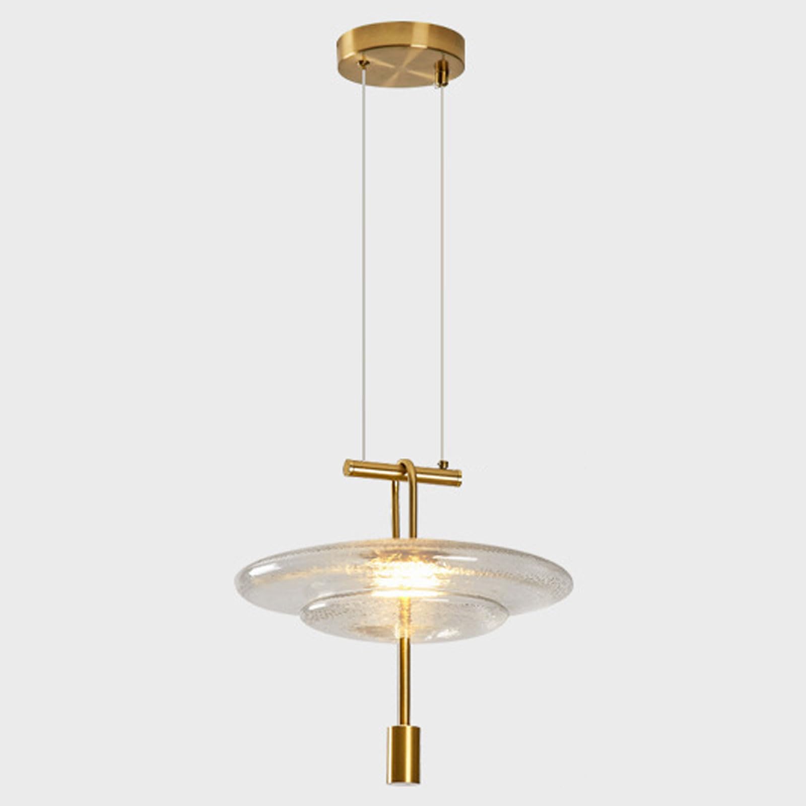 RSZCSMO 11.81in Iron Bedroom Pendant Light High-Transparency Flying Saucer Glass Hanging Lamp Living Room, Café, Corridor Lighting Fixture