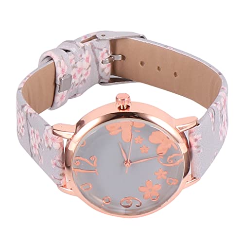 CALLARON プラムウォッチ レディースファッションウォッチ カジュアルクォーツ腕時計 梅の花デザイン 女性用 おしゃれな手首装飾 透明ガラスパネル 1個