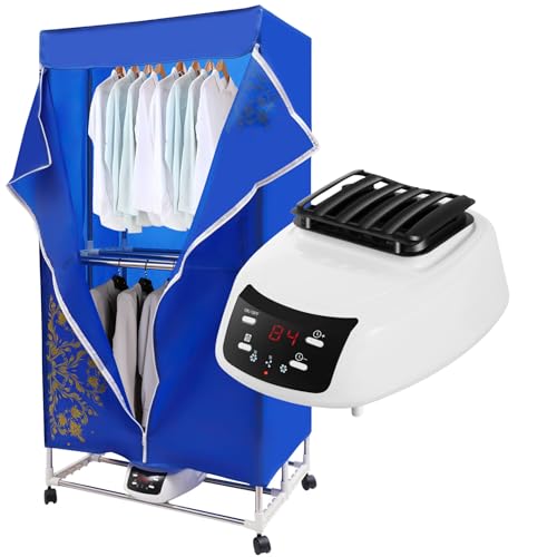 Secadora de ropa eléctrica portátil armario secador de aire caliente 1500 W 430L 30 kg capacidad plegable con mando a distancia y temporizador IPX1 resistente al agua para casa apartamento camping