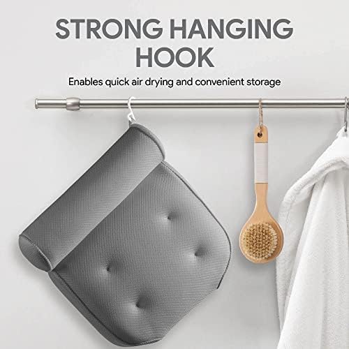 Comfortable Bathtub Pillow For Tub, Bath Pillow For Neck & Back Support With Strong Suction Cups & Hook, Soft Spa Pillow For Luxurious Bathing, Hot Tub Pillow Made With Soft Mesh For Maximum Pleasure