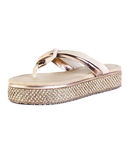 Marc Loire Women’s Comfortable Slip On Embellished T-Strap Flats