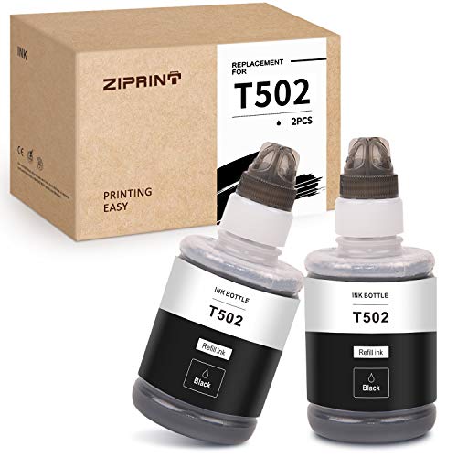 ZIPRINT Compatible Ink Bottle Replacement for Epson 502 T502 use for Expression Expression ET-2750 ET-3700 ET-2700 ET-3750 ET-4750 ST-2000 ST-3000 ST-4000 ET-3760 Eco Tank Printer (Black, 2-Pack)