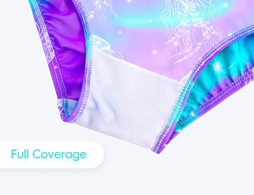 Image of Girls Swimsuit Long Sleeve Rush Guard Bathing Suit Swimwear with Bikini Bottom Sun Protection