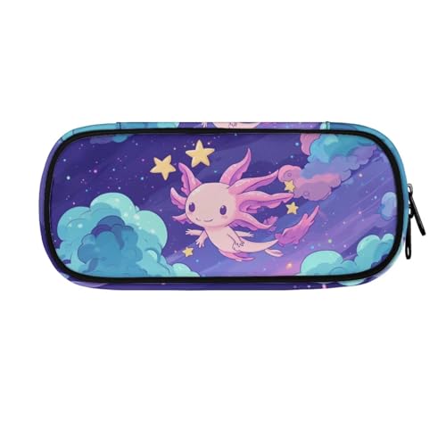 Image of Salamander Starry Sky Print Pencil Case Lightweight Pen Cases Stationery Pouch Portable Journaling Supplies Storage Bag for Adults Organizer