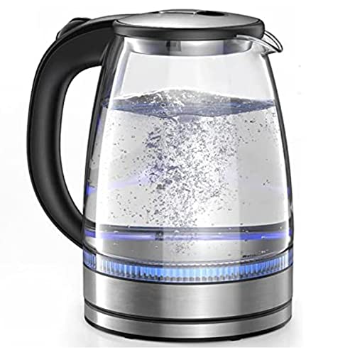 Glass Kettle with Stainless Steel Filter, Inner Lid and Bottom, Auto Shutoff, 1.7L 1550W Fast Boil Electric Tea Kettle, Cordless, Black - Kitchen Kettles