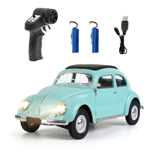 NULA D62MINI 1:16 Scale Retro RC Beetle Car, 2.4GHz 4CH RWD Drift Remote Control Car with 130 Motor & LED Lights, High Speed Vintage Racing Sport Model for Adults Enthusiasts