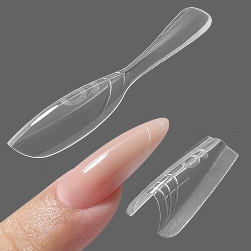 YOKEFELLOW Original Sandwich Nails Dual Forms - 240Pcs Nail Mold for Quick Nails Extension No Paper Forms Needed 15 Sizes Plastic Form Salon Nail Art Tools(W558-Almond)