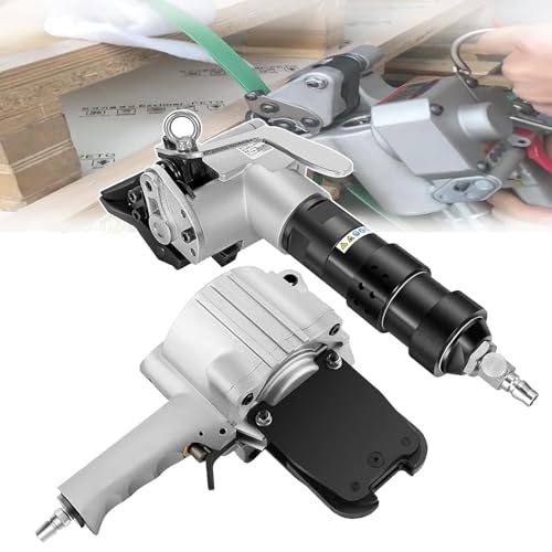LHUITUI Pneumatic Steel Strapping Tool Kit, Industrial Metal Strapping Machine, Metal Banding Machine, Durable Alloy, 19/25 / 32 mm Width, for Heavy Duty Pallet Bundling and Metal Banding 32mm