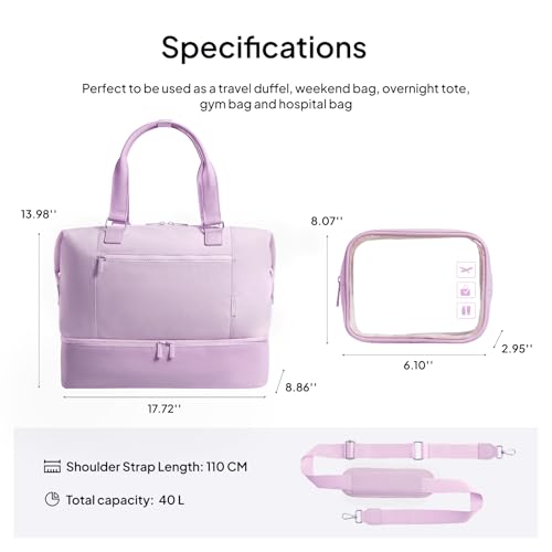 Image of TOPEAST Travel Duffle Bag, Weekender Bags for Women with Shoe Compartment