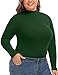 FOREYOND Green Plus Size Warm Base Layer Plus Size Slim Fit Tops Plus Size Turtleneck Shirt Plus Size Mock Neck Pullover for Women XXXX