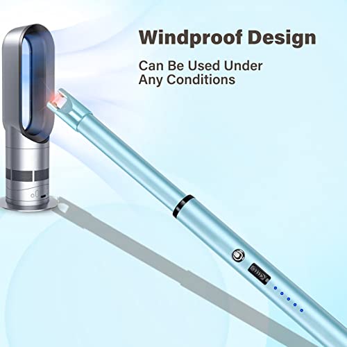 Image of Candle Lighter Long Neck Windproof Electric Arc Lighter for Gas Stove Fireplace BBQ Kitchen Grills (Sky Blue)