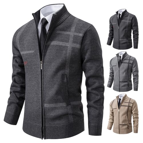 Zip Up Cardigan Sweater for Men Stand Up Collar Sweater Shirt Long Sleeve Casual Sweater Coat2