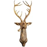 MiniInflat Faux Animal Heads Wall Decor Gold Head Mount Animal Sculptures Hanging Bronze Animal Resin Easy to Install Wall Art Decoration for Living Room Bedroom Home Office Gift Decor(Deer)